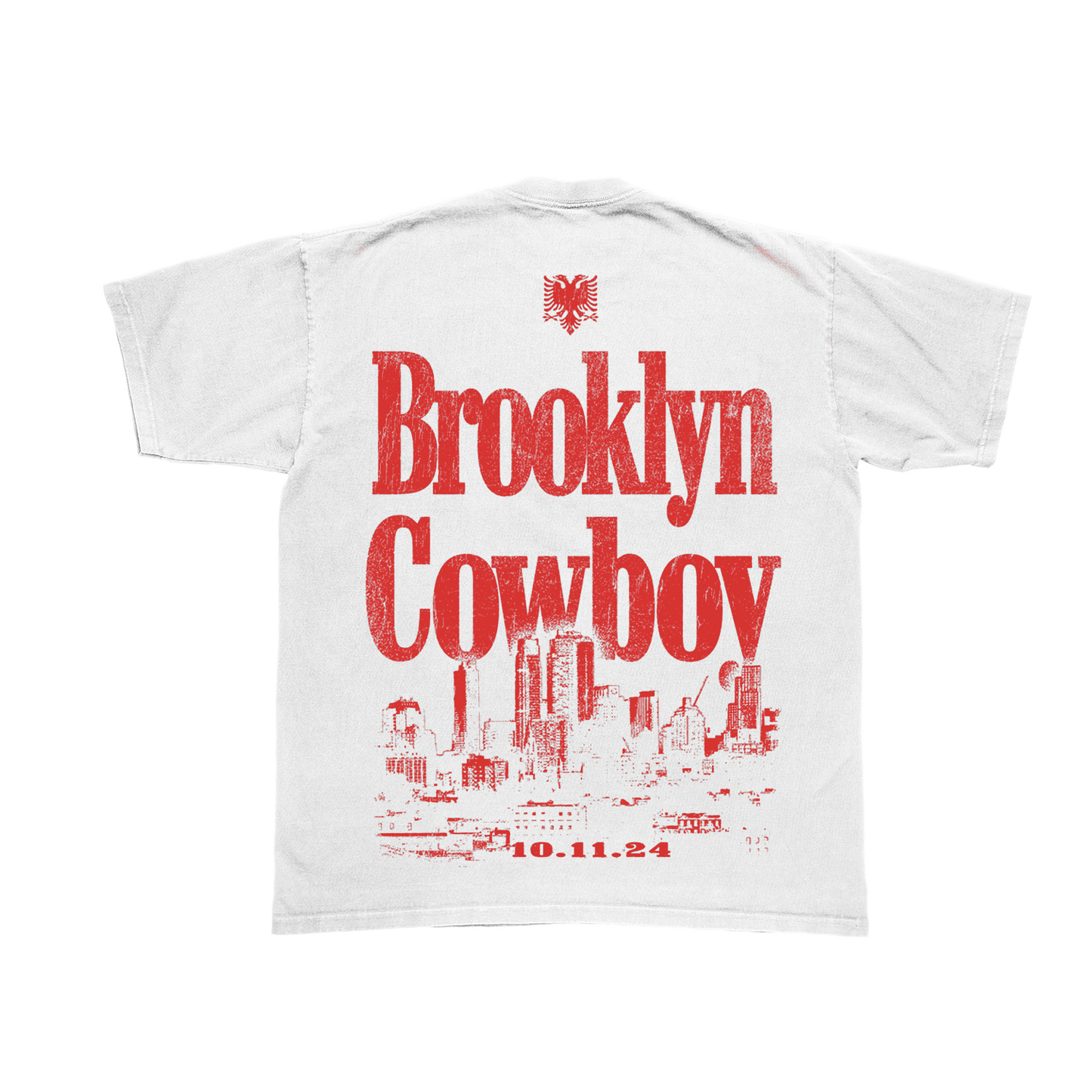 Brooklyn Cowboy Tee - White & Red